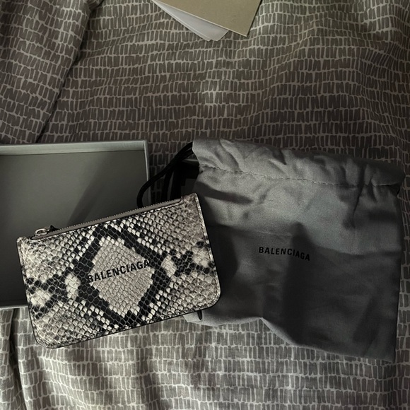 Balenciaga zippered Snake print leather cardholder wallet - Picture 2 of 5